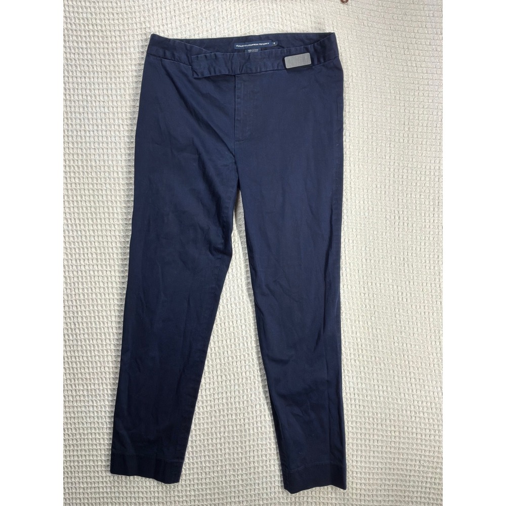 Preppy Womens Ralph Lauren Sport Slim Trousers 6 Navy Blue